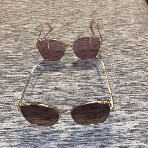 2 Pairs of Fashion Sunglasses Oversized Geometric Square Shaped Frames Gold-Tone